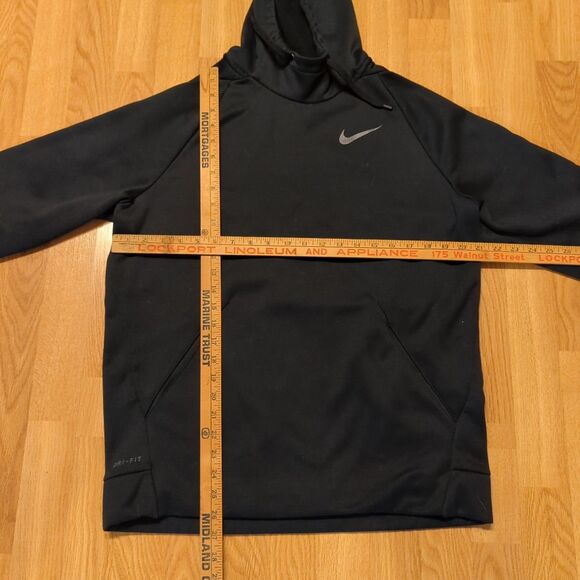 Nike Dri-FIT Hoodie Sweatshirt Mens Medium Black Pockets Workout Gym Active - Picture 2 of 7